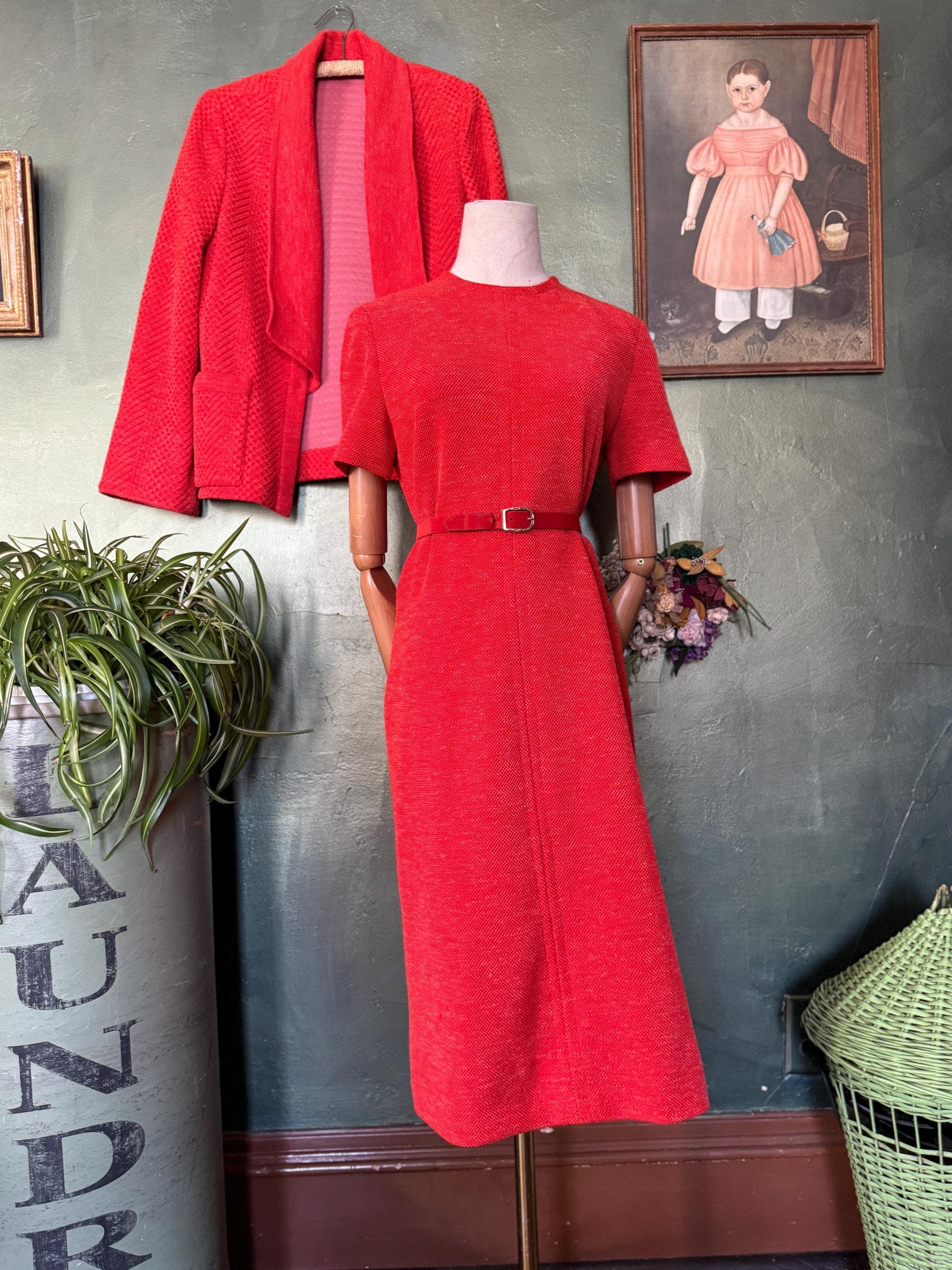 1960s Orange 2 Piece Dress Set